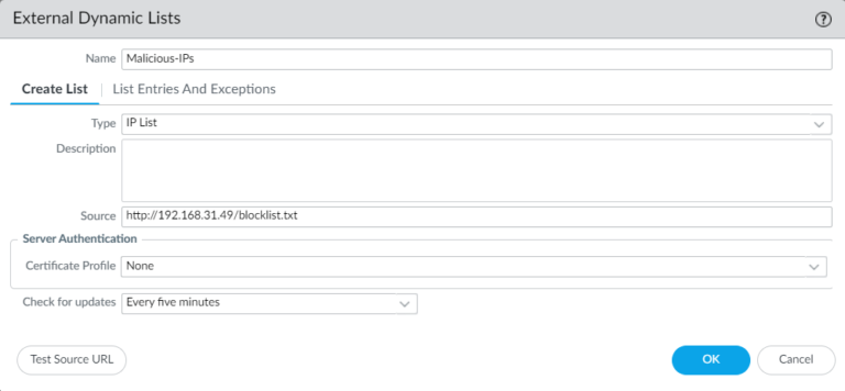 palo alto refresh external dynamic list cli